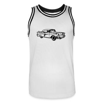 Chevy Bel Air / Oldtimer 01_schwarz - Männer Basketball-Trikot - Weiß/Schwarz - Vorne - AI Model Male 185 dark (185cm)