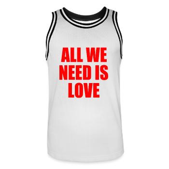 all we need is love - Maillot de basket Homme - blanc/noir - Devant - AI Model Male 185 dark (185cm)