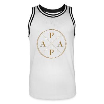 Papa Vater Vatertag - Männer Basketball-Trikot - Weiß/Schwarz - Vorne - AI Model Male 185 dark (185cm)