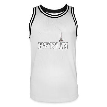 Berlin - Männer Basketball-Trikot - Weiß/Schwarz - Vorne - AI Model Male 185 dark (185cm)