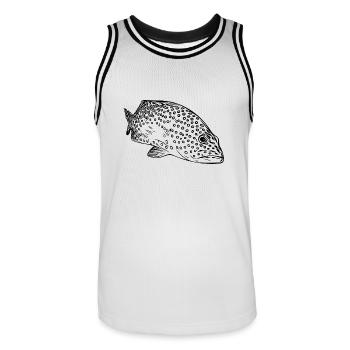 Elegant Vintage Spotted Grouper - Men's Basketball Jersey - white/black - Front - AI Model Male 185 dark (185cm)