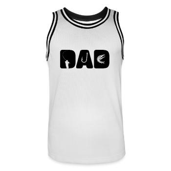 Angler Dad - Cool Father's Day Fishing Fan Custom - Men's Basketball Jersey - white/black - Front - AI Model Male 185 dark (185cm)
