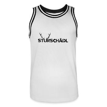 Sturschädl Dickkopf Dialekt Mundart Österreich - Männer Basketball-Trikot - Weiß/Schwarz - Vorne - AI Model Male 185 dark (185cm)