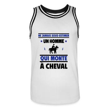 Ne jamais sous-estimer un homme qui monte à cheval - Maillot de basket Homme - blanc/noir - Devant - AI Model Male 185 dark (185cm)