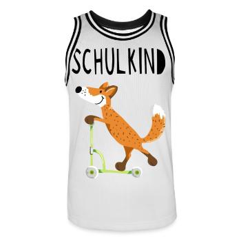 Endlich Schuldkind - Kleiner Fuchs mit Roller - Männer Basketball-Trikot - Weiß/Schwarz - Vorne - AI Model Male 185 dark (185cm)