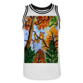 EG Flowers I Autumn I Gift I Colorful I Owl - Men's Basketball Jersey - white/black - Front - AI Model Male 185 dark (185cm)
