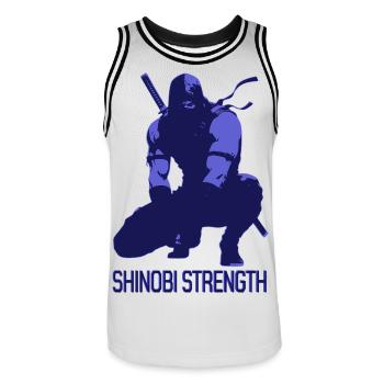 Shinobi Strength Blue Ninja Gym Shirt – Discipline - Maillot de basket Homme - blanc/noir - Devant - AI Model Male 185 dark (185cm)