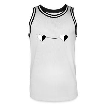 Two Hearts Line - Men's Basketball Jersey - white/black - Front - AI Model Male 185 dark (185cm)