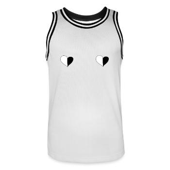Coeur Deux Coeurs Symbole Deux Parties Amour Motif - Maillot de basket Homme - blanc/noir - Devant - AI Model Male 185 dark (185cm)