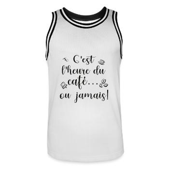 C'est l'heure de café ou jamais! - Maillot de basket Homme - blanc/noir - Devant - AI Model Male 185 dark (185cm)
