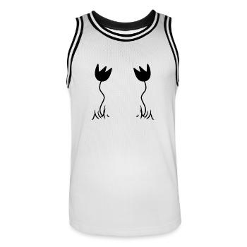 Deux Plantes Fleurs Roses - Maillot de basket Homme - blanc/noir - Devant - AI Model Male 185 dark (185cm)