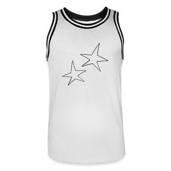 stern symbol form zwei sterne - Männer Basketball-Trikot - Weiß/Schwarz - Vorne - AI Model Male 185 dark (185cm)