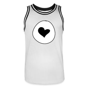 Symbole de cercle en forme de coeur Amour Saint-Valentin - Maillot de basket Homme - blanc/noir - Devant - AI Model Male 185 dark (185cm)