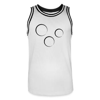 Icône en forme de cercle à trois cercles - Maillot de basket Homme - blanc/noir - Devant - AI Model Male 185 dark (185cm)