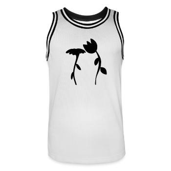 Symbole de fleur fleur plante forme deux fleurs - Maillot de basket Homme - blanc/noir - Devant - AI Model Male 185 dark (185cm)