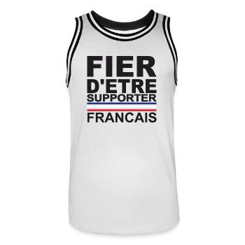 Supporter francais france Allez - Maillot de basket Homme - blanc/noir - Devant - AI Model Male 185 dark (185cm)