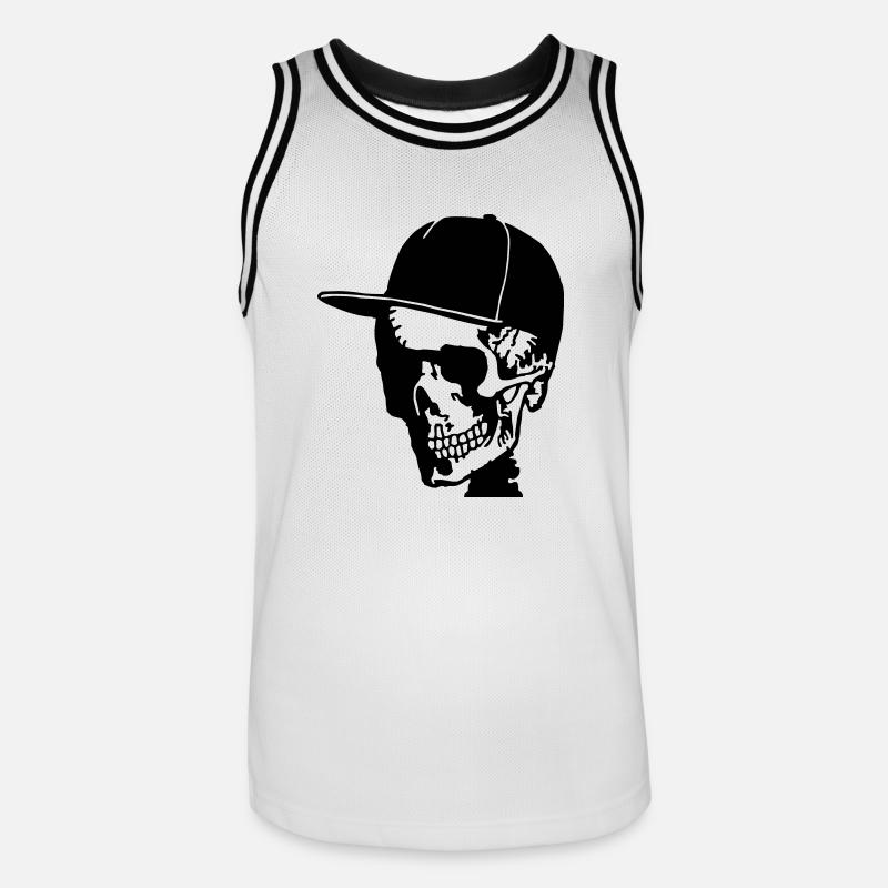 skull with cappy - Männer Basketball-Trikot - Weiß/Schwarz