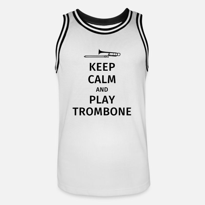 keep calm and play trombone - Maillot de basket Homme - blanc/noir