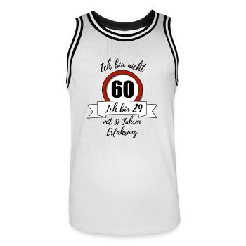 Ich bin nicht 60! - Männer Basketball-Trikot - Weiß/Schwarz - Vorne - AI Model Male 185 dark (185cm)
