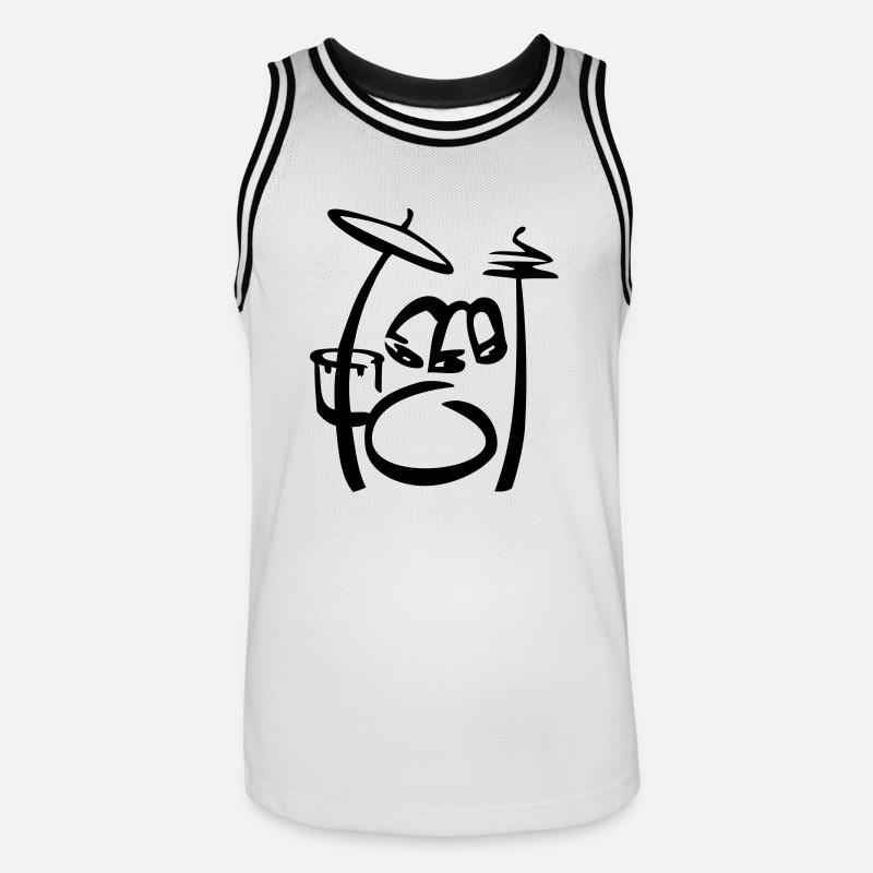 Drums Art Scribble - Männer Basketball-Trikot - Weiß/Schwarz
