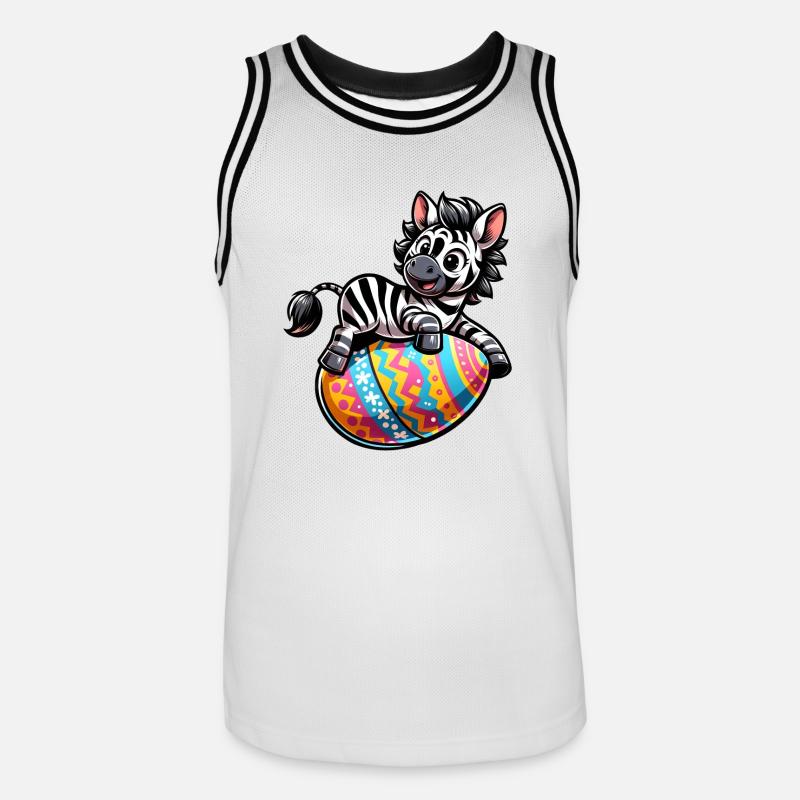 Easter Zebra Easter Egg Comic - Men's Basketball Jersey - white/black