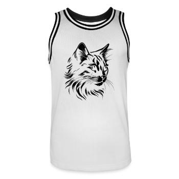 cat, cat motif, cute, gift, gift ideas - Men's Basketball Jersey - white/black - Front - AI Model Male 185 dark (185cm)