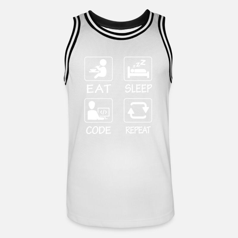 Eat Sleep Code Repeat - Men's Basketball Jersey - white/black
