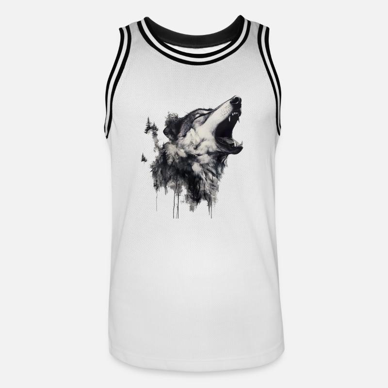 Die Wolfsangst, ein komplexes Phänomen - Männer Basketball-Trikot - Weiß/Schwarz