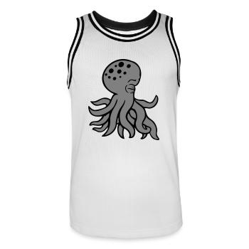 Octopus sleeps sad eyes closed tired cute - Men's Basketball Jersey - white/black - Front - AI Model Male 185 dark (185cm)