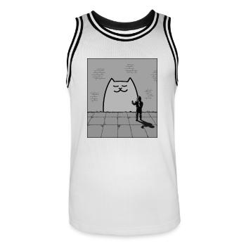 Chat endormi - Maillot de basket Homme - blanc/noir - Devant - AI Model Male 185 dark (185cm)