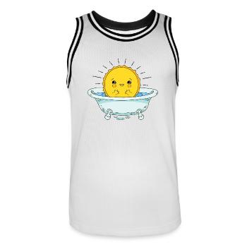 Sunbathe - Men's Basketball Jersey - white/black - Front - AI Model Male 185 dark (185cm)