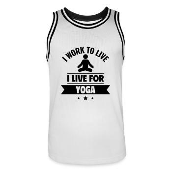 I work to live, I live for yoga - Men's Basketball Jersey - white/black - Front - AI Model Male 185 dark (185cm)
