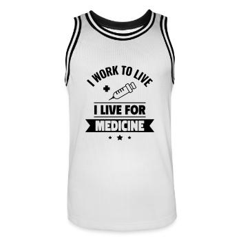 Je travaille pour vivre, je vis pour la médecine - Maillot de basket Homme - blanc/noir - Devant - AI Model Male 185 dark (185cm)