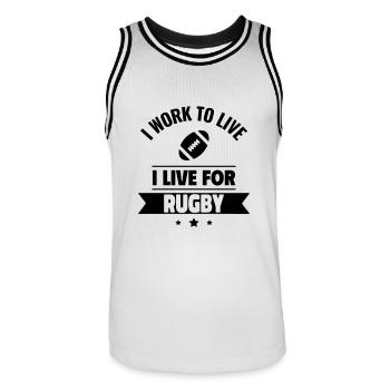 Rugby Love: Gift for Player,rugby - Men's Basketball Jersey - white/black - Front - AI Model Male 185 dark (185cm)
