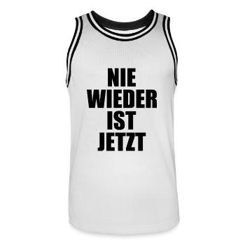Nie wieder ist jetzt - Männer Basketball-Trikot - Weiß/Schwarz - Vorne - AI Model Male 185 dark (185cm)