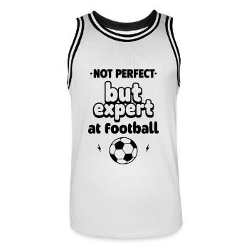 Nicht perfekt, aber Experte im Fußball - Männer Basketball-Trikot - Weiß/Schwarz - Vorne - AI Model Male 185 dark (185cm)