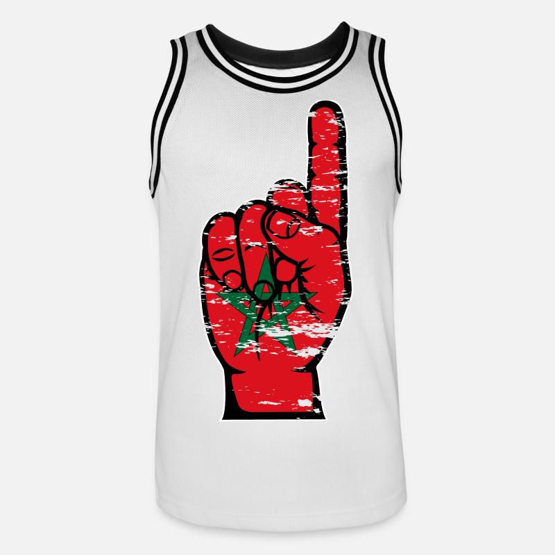 Drapeau marocain numéro 1 utilisé - Maillot de basket Homme - blanc/noir
