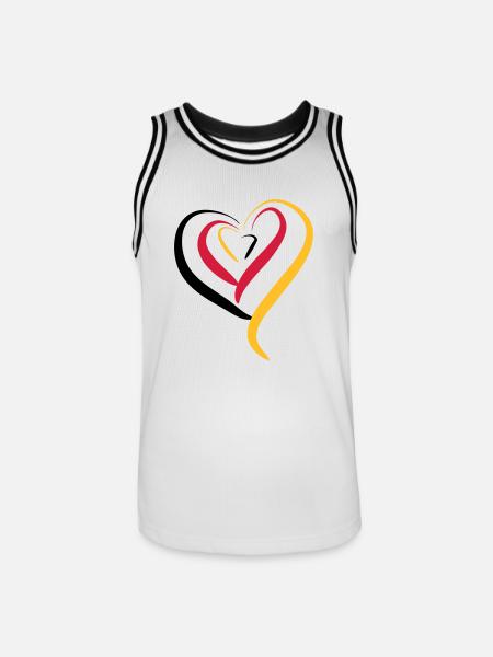 Deutschland Herz - Männer Basketball-Trikot - Weiß/Schwarz