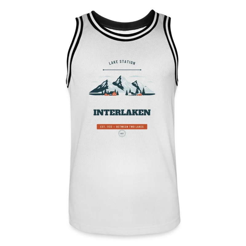 Interlaken badge on a men's basketball jersey