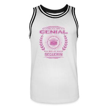 Geschenk Genial ich bin meisterin Seglerin - Männer Basketball-Trikot - Weiß/Schwarz - Vorne - AI Model Male 185 dark (185cm)