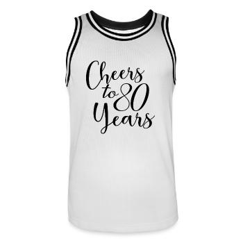 Prost zum 80-jährigen Jubiläum des 80. Geburtstags - Männer Basketball-Trikot - Weiß/Schwarz - Vorne - AI Model Male 185 dark (185cm)