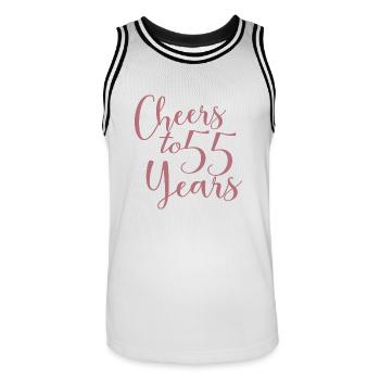 Cheers To 55 Years 55th Birthday Anniversary - Men's Basketball Jersey - white/black - Front - AI Model Male 185 dark (185cm)