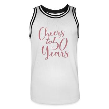 Cheers To 50 Years 50th Birthday Anniversary - Men's Basketball Jersey - white/black - Front - AI Model Male 185 dark (185cm)