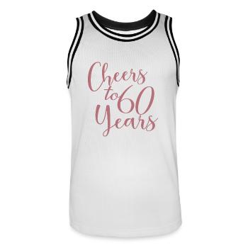 Cheers To 60 Years 60th Birthday Anniversary - Men's Basketball Jersey - white/black - Front - AI Model Male 185 dark (185cm)