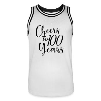 Cheers To 100 Years 100th Birthday Anniversary - Men's Basketball Jersey - white/black - Front - AI Model Male 185 dark (185cm)