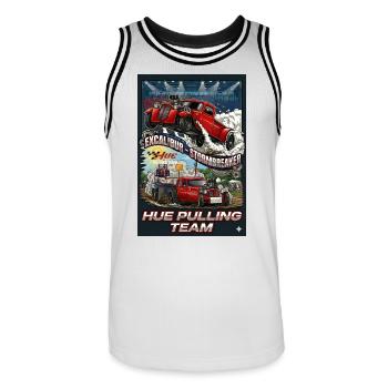 Tshirt_Hue_Pulling_Team - Männer Basketball-Trikot - Weiß/Schwarz - Vorne - AI Model Male 185 dark (185cm)