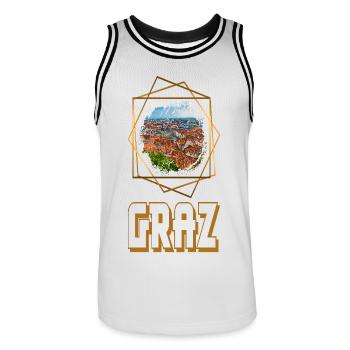 Graz Austria Skyline City Gold Home Love - Men's Basketball Jersey - white/black - Front - AI Model Male 185 dark (185cm)
