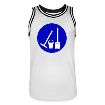 cleaning cleaning woman broom wischmop66 - Men's Basketball Jersey - white/black - Front - AI Model Male 185 dark (185cm)