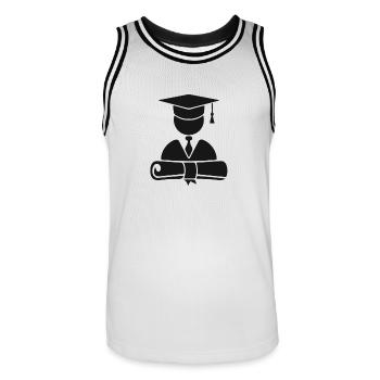 ICON Symbol Bachelor Master - Männer Basketball-Trikot - Weiß/Schwarz - Vorne - AI Model Male 185 dark (185cm)