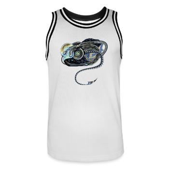 Biomécanique exotique - Maillot de basket Homme - blanc/noir - Devant - AI Model Male 185 dark (185cm)